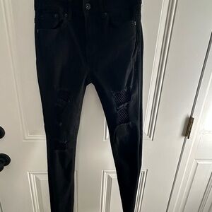 Hot Topic Black Jeans with cutout and mesh.